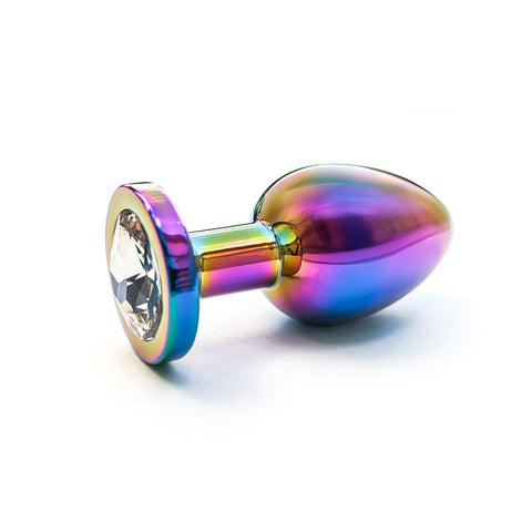 Jeweled Stainless Steel Butt Plugs - Rainbow