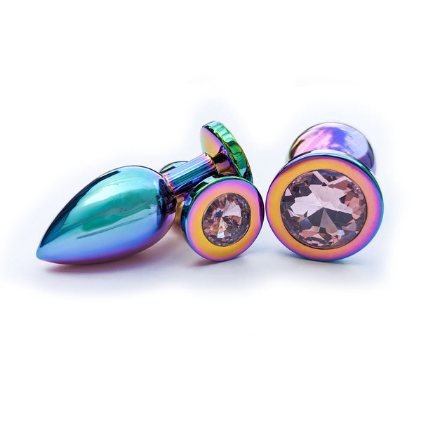 Stainless Steel Rainbow Butt Plugs - Jeweled Anal Toy as Anal Massager Luxurious Bliss Stainless Steel Rainbow Butt Plugs - Jeweled Anal Toy as Anal Massager Luxurious Bliss