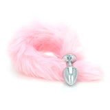 Pink Faux Fur Tail - Metal Butt Plug