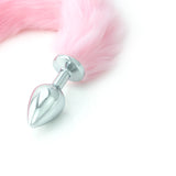 Pink Faux Fur Tail - Metal Butt Plug