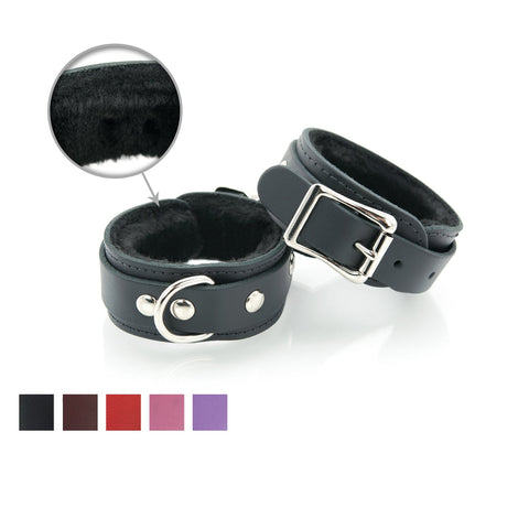 Leather Mini Cuffs, Faux Fur Lining