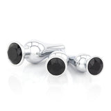 Long Jeweled Chrome Butt Plugs