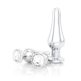 Long Jeweled Chrome Butt Plugs