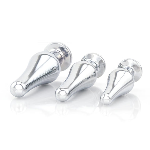 Long Jeweled Chrome Butt Plugs