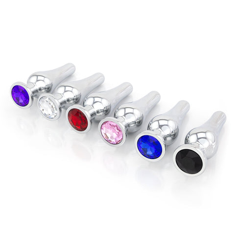 Long Jeweled Chrome Butt Plugs