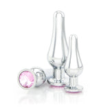 Long Jeweled Chrome Butt Plugs