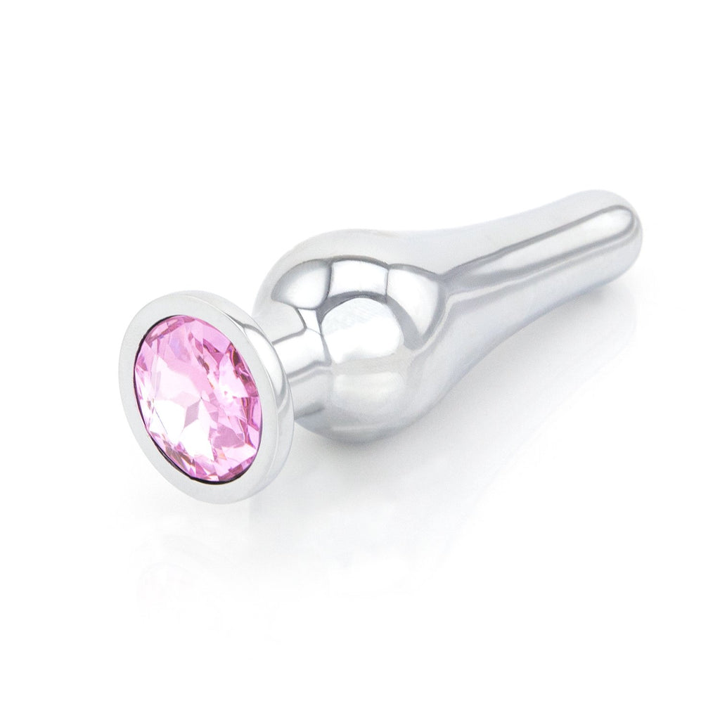Long Jeweled Chrome Butt Plugs
