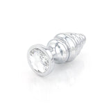 Ribbed Jeweled Chrome Butt Plugs