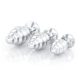 Ribbed Jeweled Chrome Butt Plugs