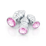 Ribbed Jeweled Chrome Butt Plugs