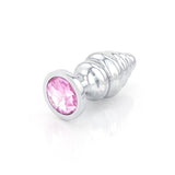Ribbed Jeweled Chrome Butt Plugs