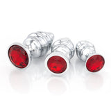 Ribbed Jeweled Chrome Butt Plugs