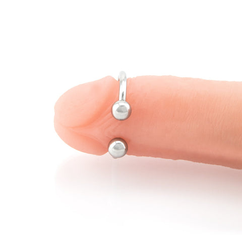 Stainless Steel Horseshoe Beaded Glans Cock Ring