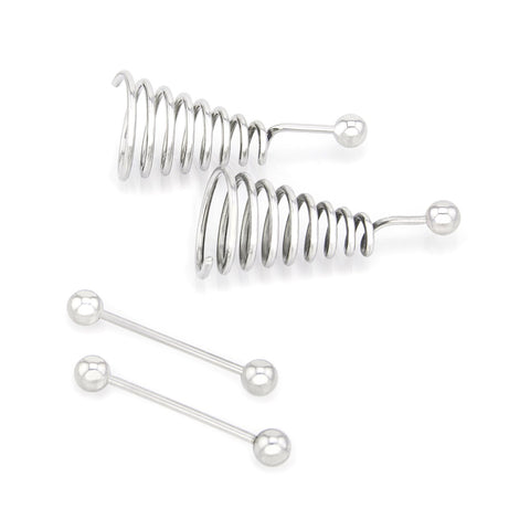 Stainless Steel Spiral Nipple Extender with Barbell