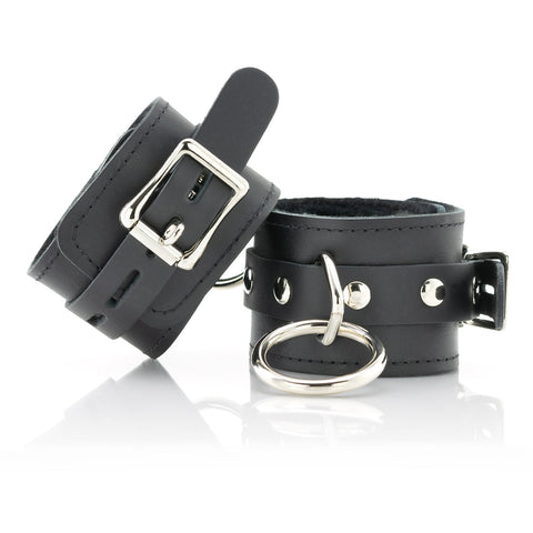 Leather Locking Cuffs, Faux Fur Lining