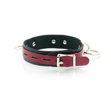 3 Ring Bondage Leather Slave Collar with Locking Buckles