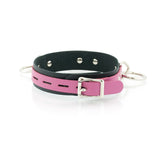 3 Ring Bondage Leather Slave Collar with Locking Buckles