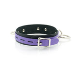 3 Ring Bondage Leather Slave Collar with Locking Buckles