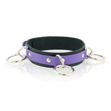 3 Ring Bondage Leather Slave Collar with Locking Buckles
