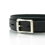1 Ring Bondage Leather Slave Collar with Locking Buckles