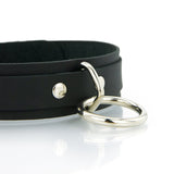 1 Ring Bondage Leather Slave Collar with Locking Buckles