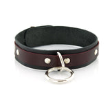 1 Ring Bondage Leather Slave Collar with Locking Buckles
