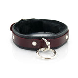 1 Ring Bondage Leather Slave Collar with Faux Fur Lining