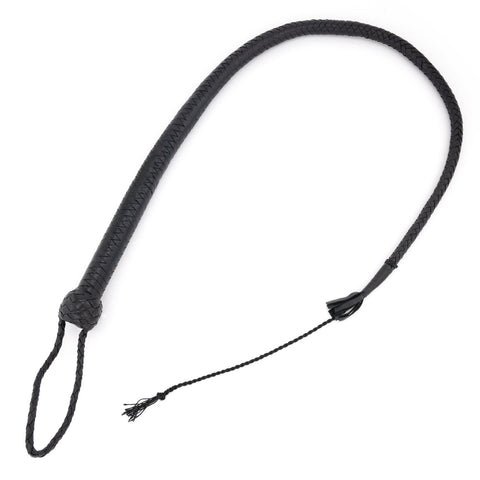 Single Tail Leather Whip – Black