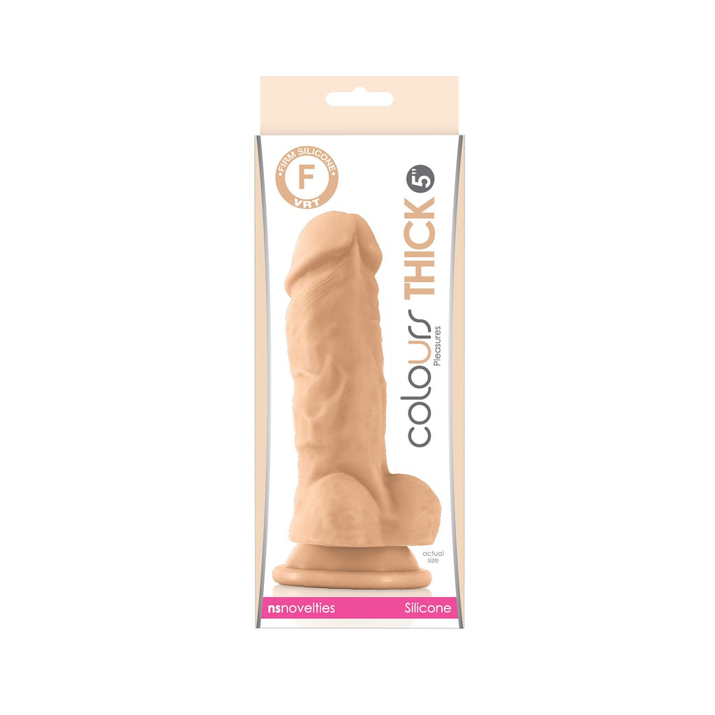 Silicone Pleasure Colours Thick Dildo, Nude