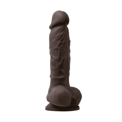 Vibrating Silicone Pleasure Colours Dildo - Dark Brown