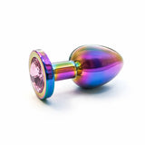 Jeweled Stainless Steel Butt Plugs - Rainbow