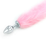 Pink Faux Fur Tail - Metal Butt Plug