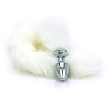 White Faux Fur Tail - Metal Butt Plug