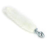 White Faux Fur Tail - Metal Butt Plug