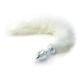 White Faux Fur Tail - Metal Butt Plug
