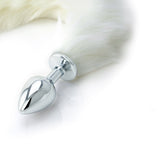 White Faux Fur Tail - Metal Butt Plug