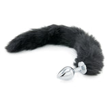 Black Faux Fur Tail - Metal Butt Plug