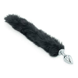 Black Faux Fur Tail - Metal Butt Plug
