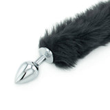Black Faux Fur Tail - Metal Butt Plug