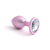 Classic Jeweled Matte Pink Metal Butt Plugs