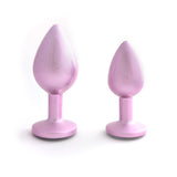 Classic Jeweled Matte Pink Metal Butt Plugs