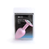 Classic Jeweled Matte Pink Metal Butt Plugs