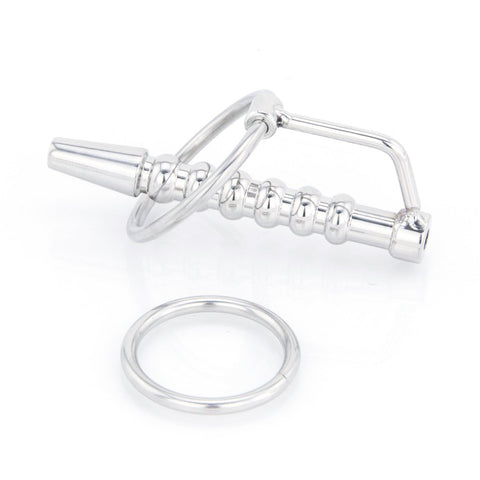 Ribbed Urethral Penis Plug with Glans Ring