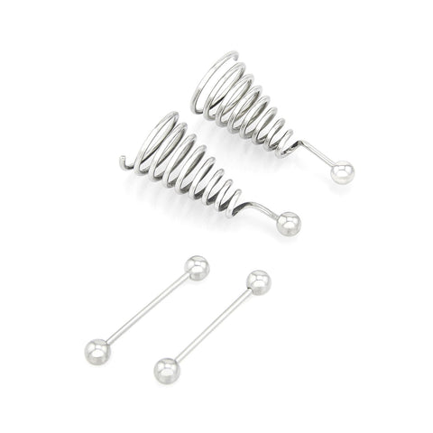 Stainless Steel Spiral Nipple Extender with Barbell