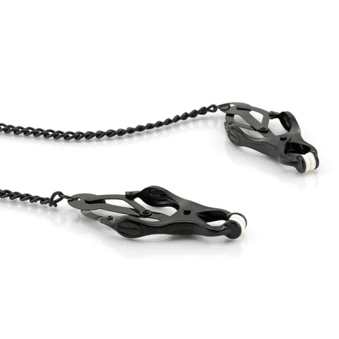 Clover Nipple Clamps with Chain - Black