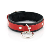 1 Ring Bondage Leather Slave Collar with Faux Fur Lining